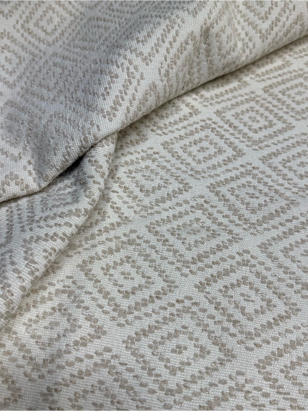 Fabric Remnant Beige Neutral Diamond Geometric Perfect For Throw Pillows